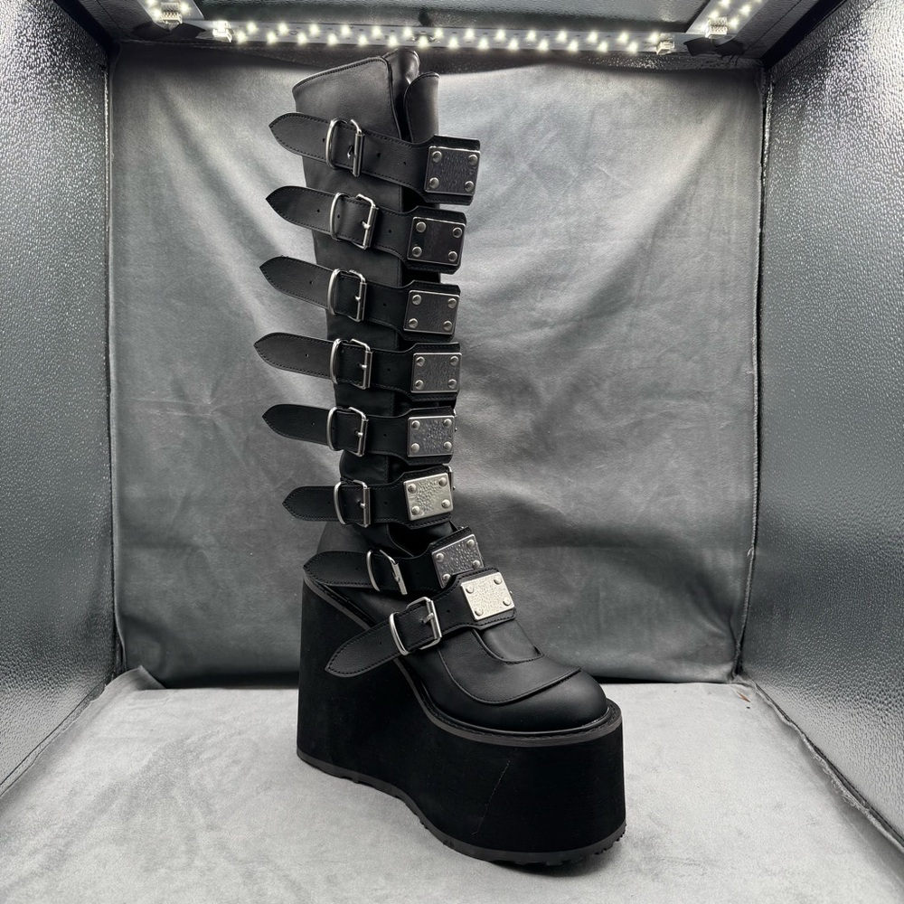 Demonia Swing-815 Knee High Platform Wedge Boots … - image 8
